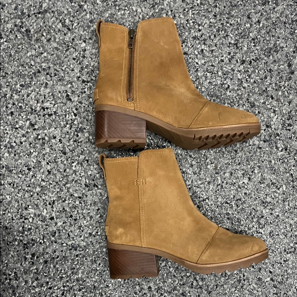 Sorel Stylish Tan Heeled Boots for Women ankle chunky 9.5 - Picture 6 of 16
